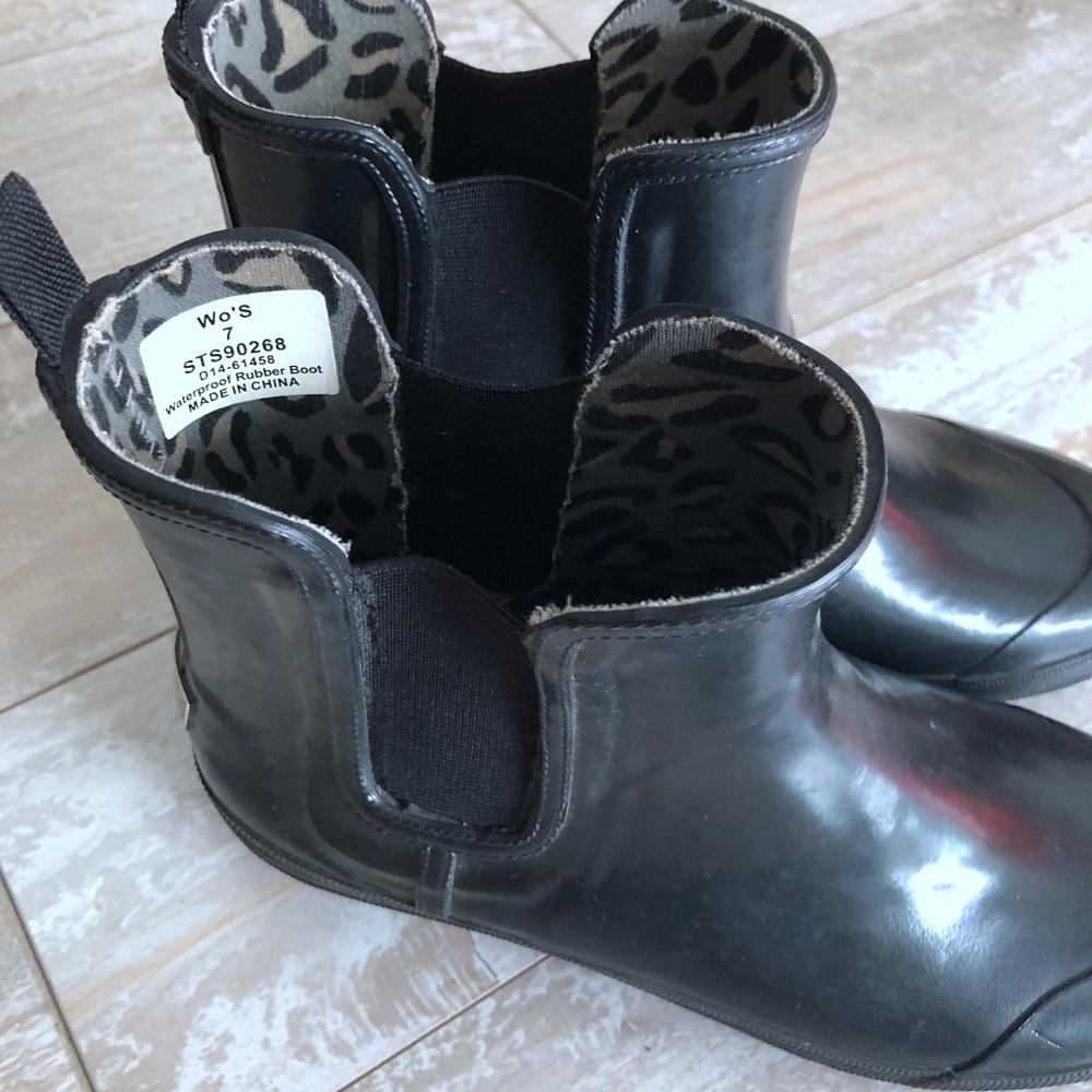 SPERRY Top Sider Rain Boots Wellies BLACK Size 7